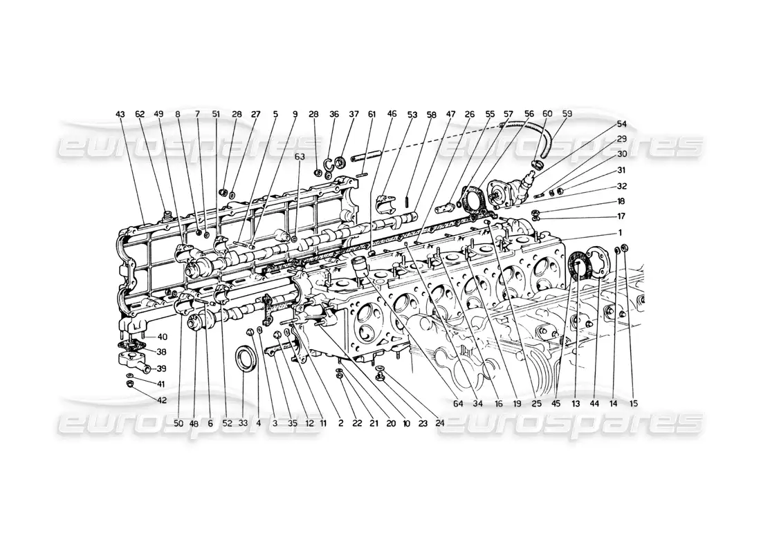 ferrari 365 gt4 berlinetta boxer cylinder head (right) parts diagram