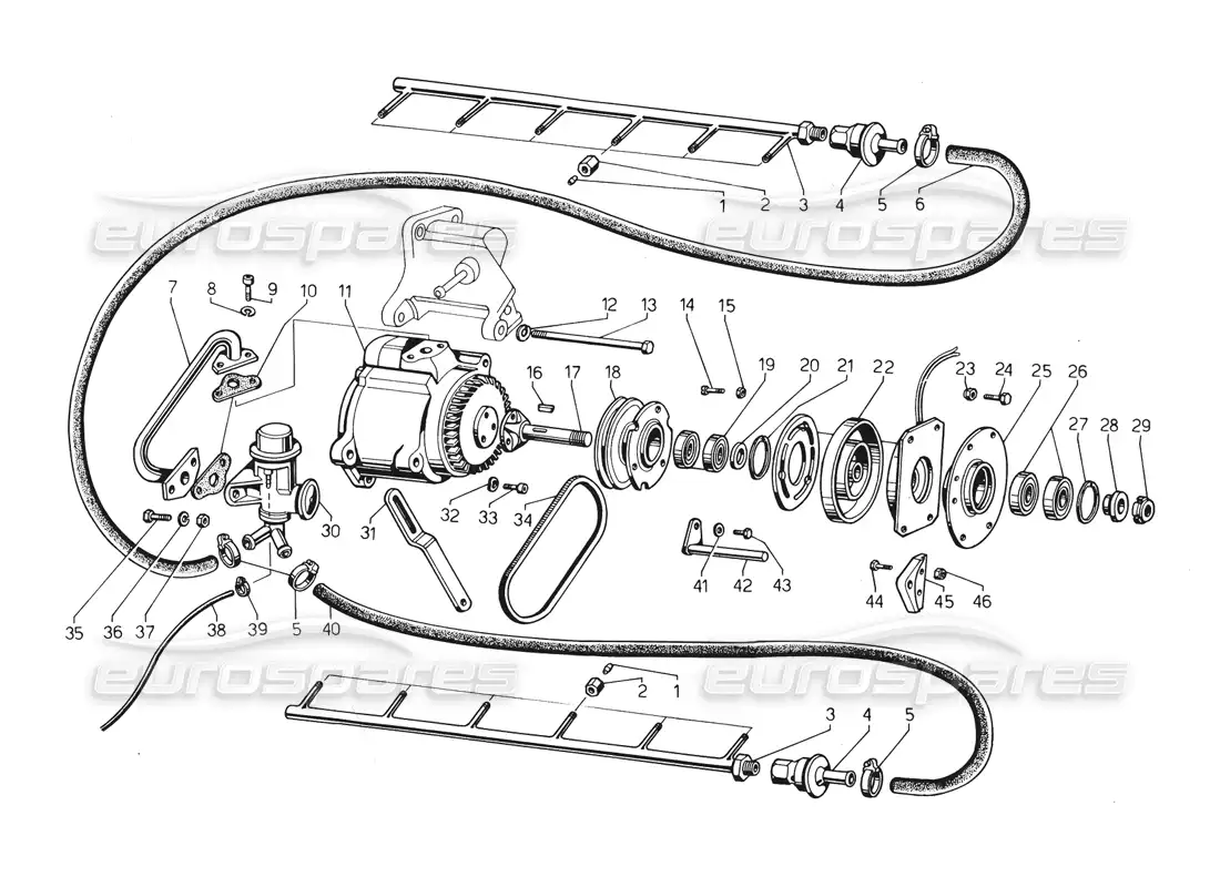 lamborghini countach 5000 qv (1985) air polution system parts diagram