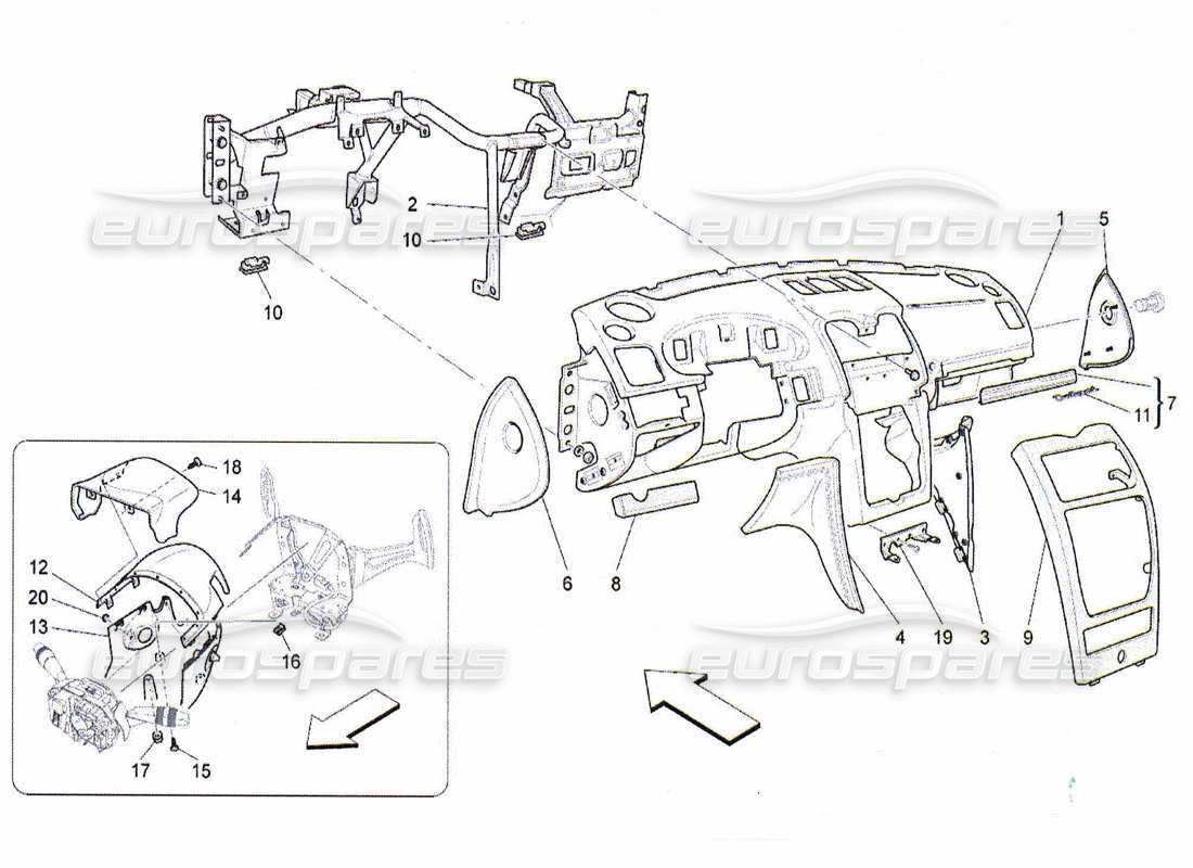 maserati qtp. (2010) 4.2 dashboard unit parts diagram