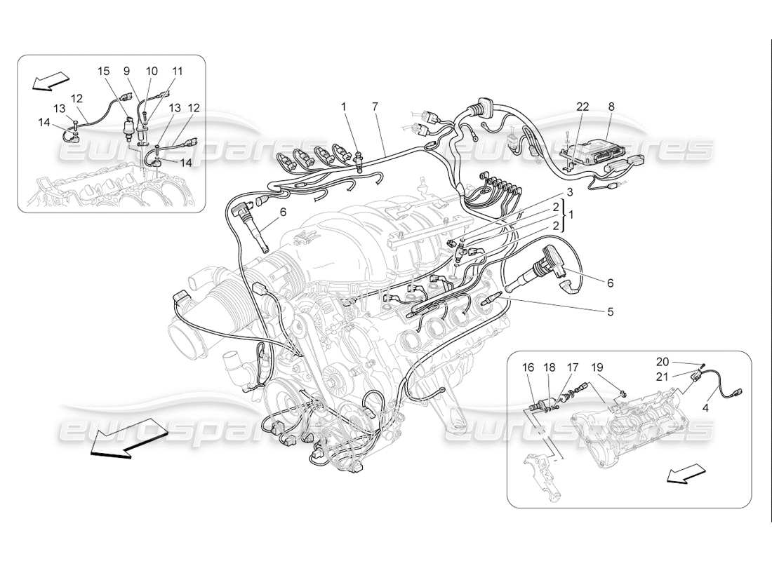 maserati qtp. (2006) 4.2 f1 electronic control: injection and engine timing control parts diagram