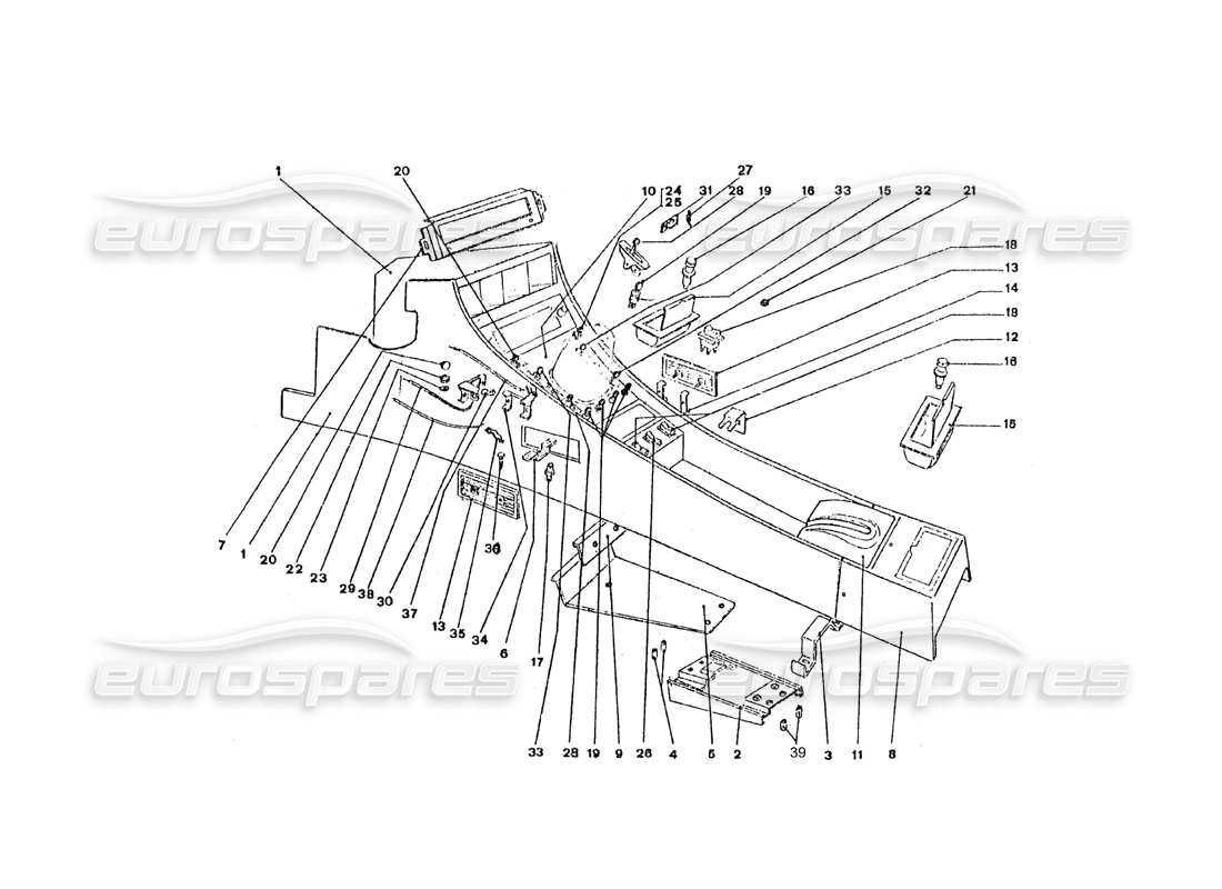 ferrari 365 gt4 2+2 coachwork centre console switches & levers parts diagram