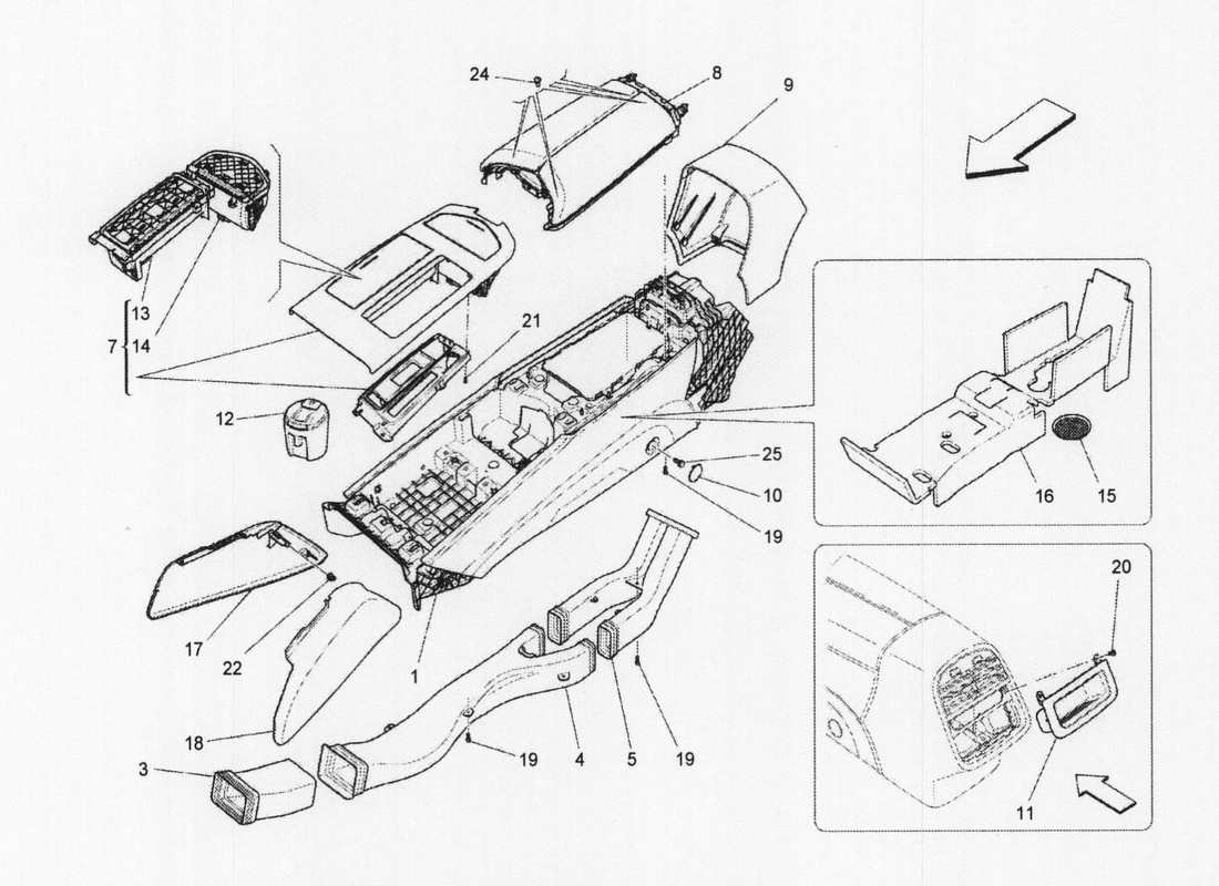 maserati qtp. v6 3.0 bt 410bhp 2wd 2017 accessory console and centre console parts diagram