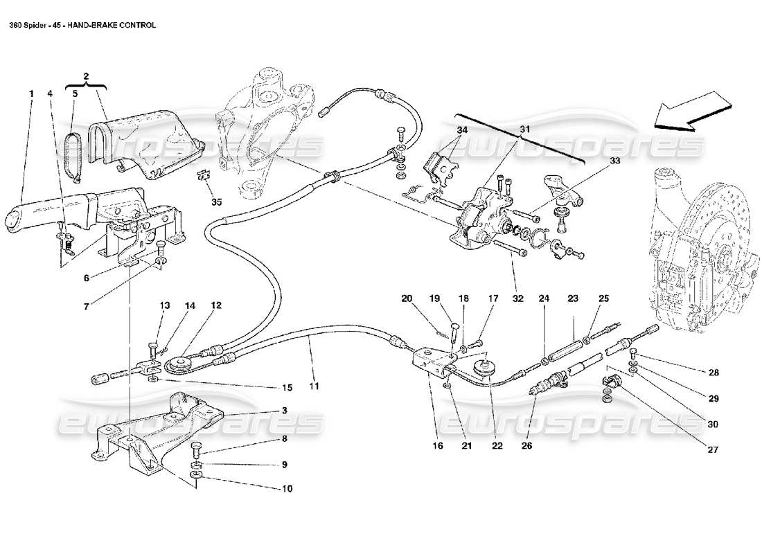 ferrari 360 spider hand-brake control part diagram