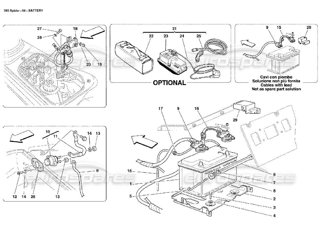 ferrari 360 spider battery part diagram