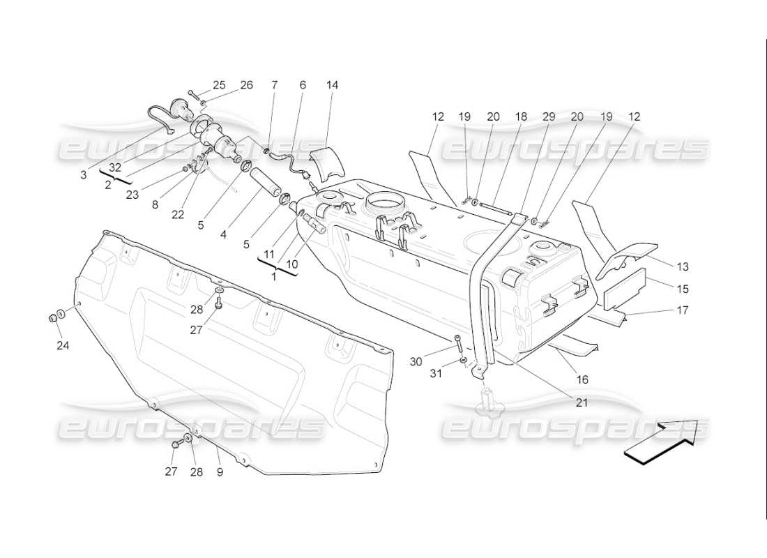 maserati qtp. (2008) 4.2 auto fuel tank part diagram