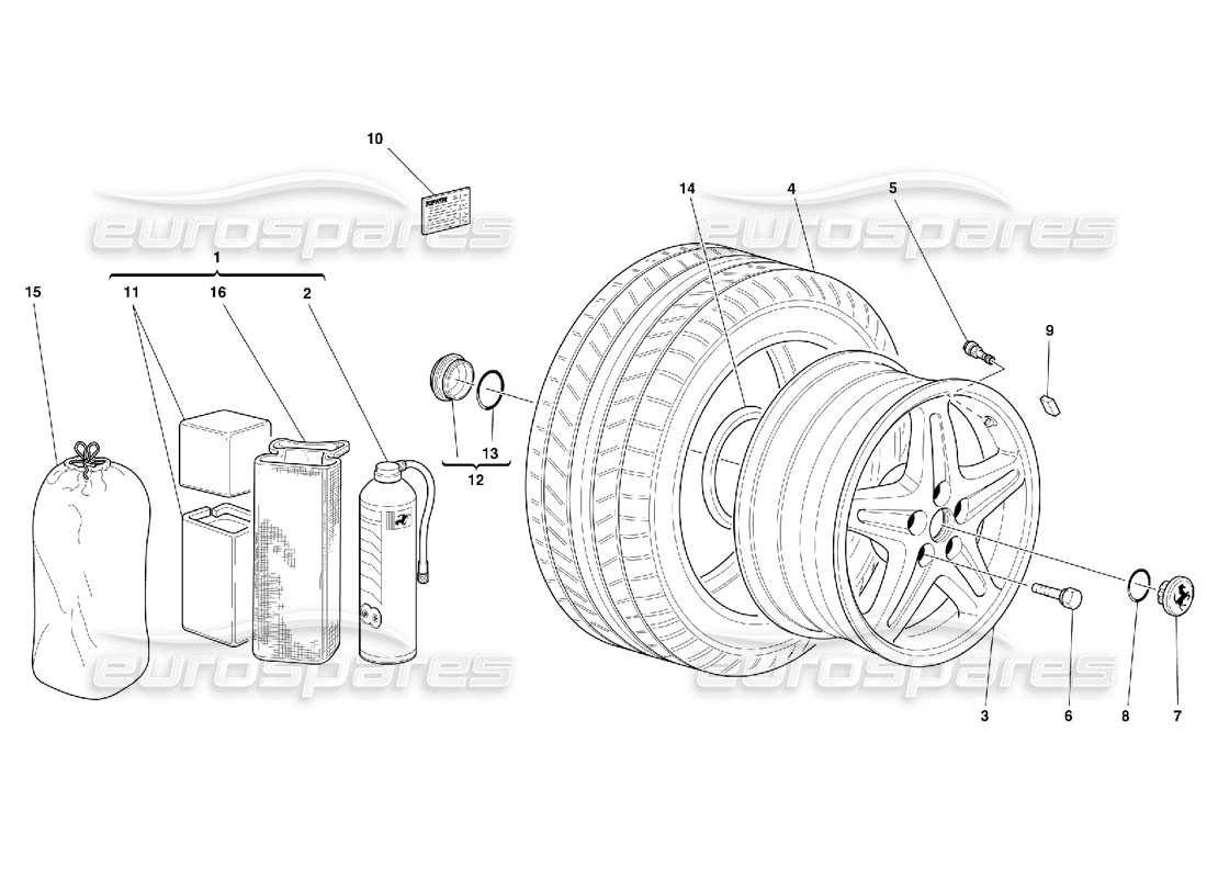 ferrari 355 (5.2 motronic) wheels part diagram
