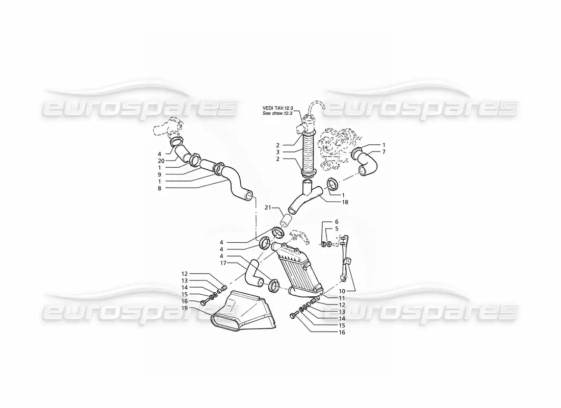 maserati ghibli 2.8 (abs) heat exchanger pipes lh side parts diagram