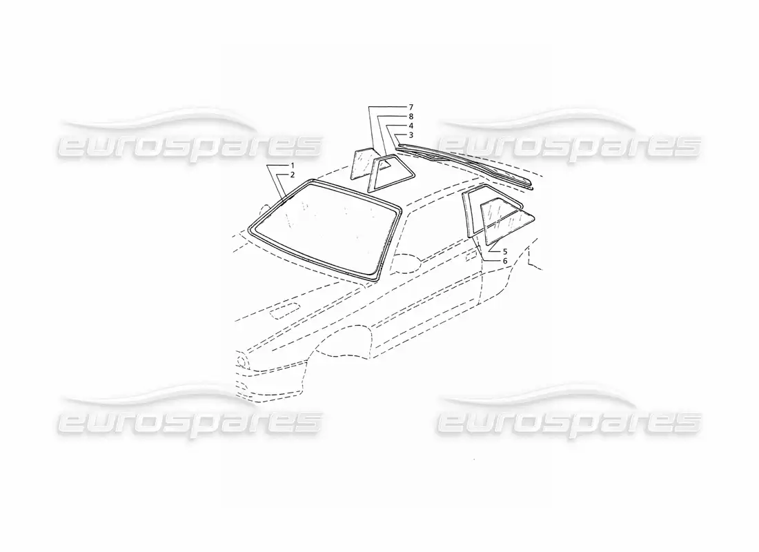 maserati ghibli 2.8 (abs) fixed windows parts diagram
