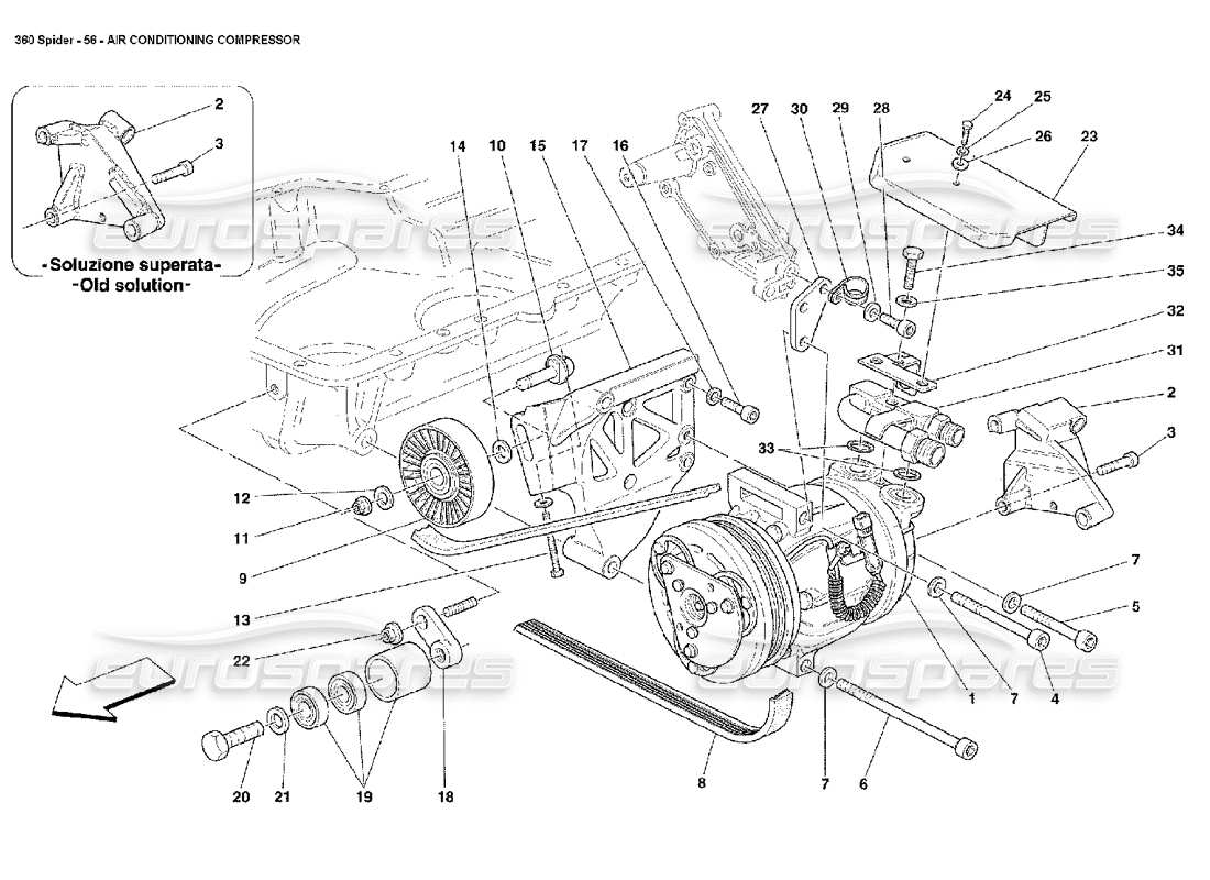 ferrari 360 spider air conditioning compressor part diagram