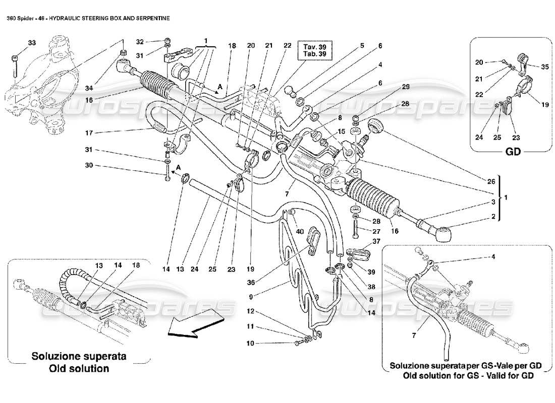 ferrari 360 spider hydraulic steering box and serpentine part diagram