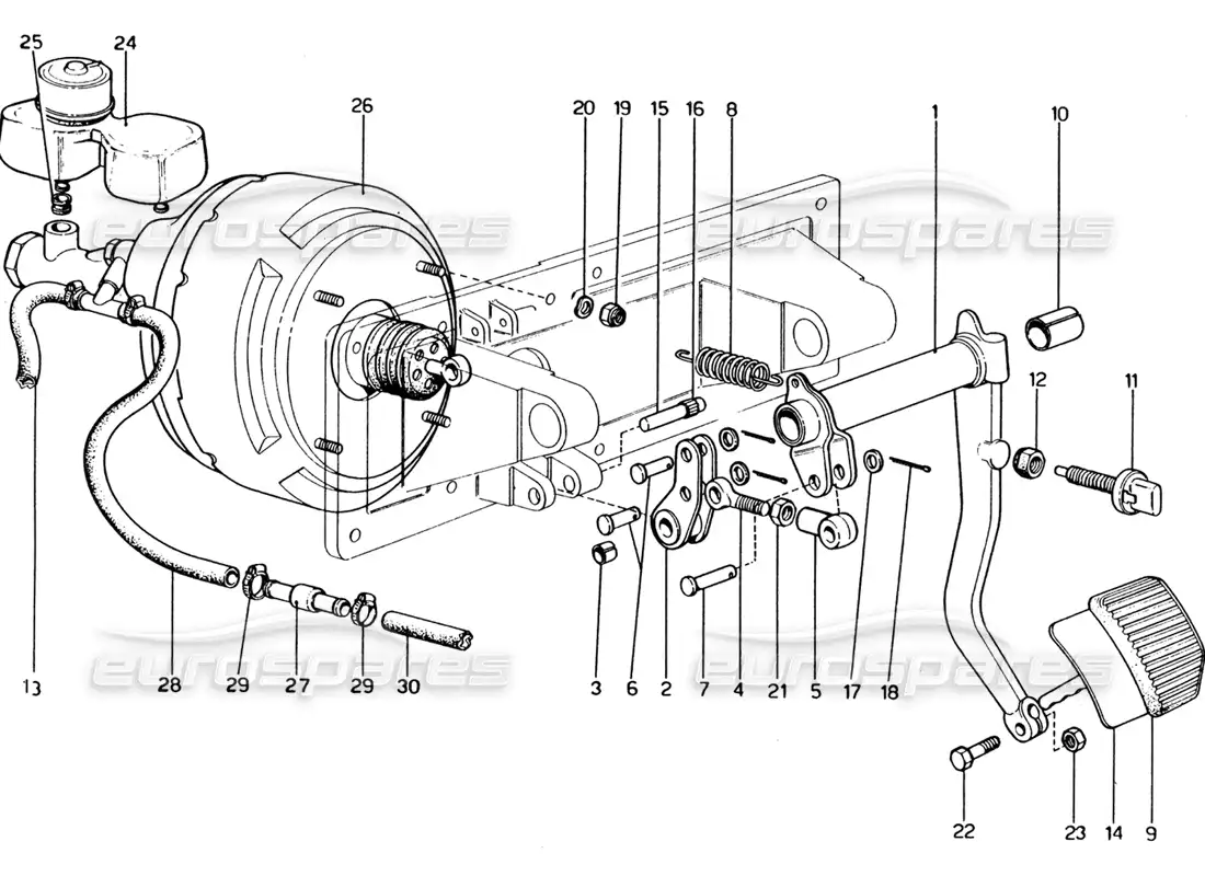 ferrari 365 gt4 2+2 (1973) brake hydraulic system parts diagram