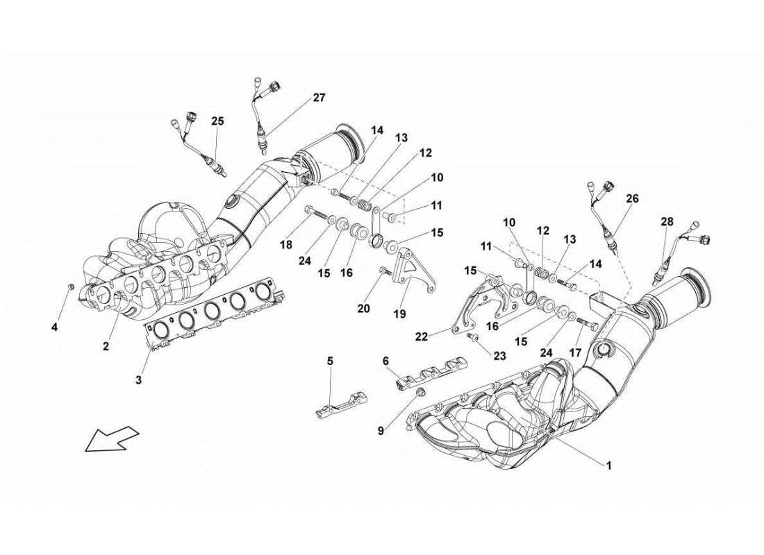 lamborghini gallardo sts ii sc exhaust system part diagram