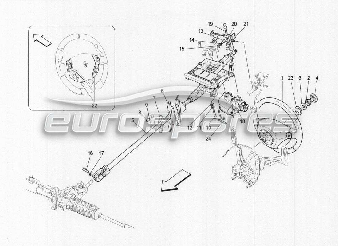 maserati grancabrio mc centenario steering column and steering wheel unit part diagram