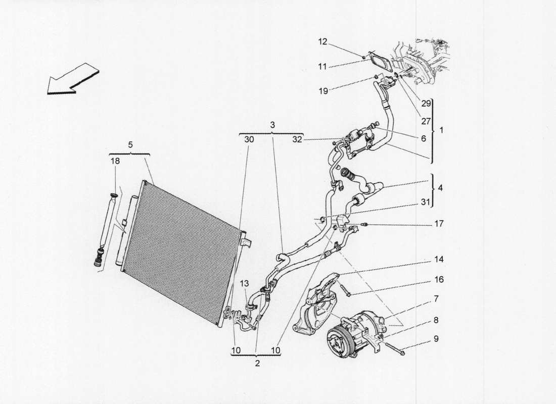 maserati qtp. v6 3.0 tds 275bhp 2017 a c unit: engine compartment devices part diagram