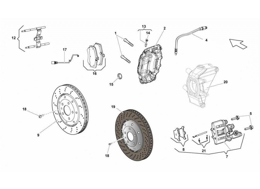 lamborghini gallardo sts ii sc rear brakes discs std-ccb part diagram