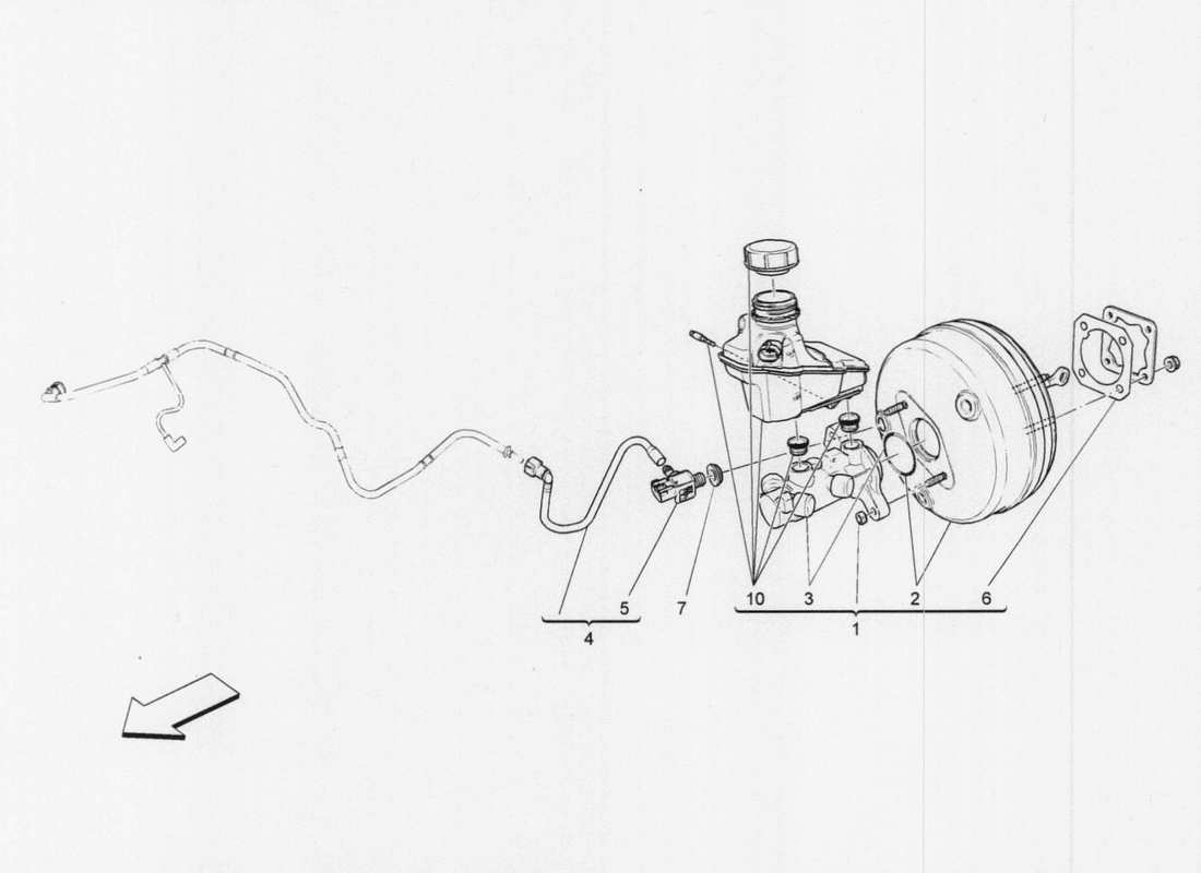 maserati qtp. v6 3.0 tds 275bhp 2017 brake servo system part diagram