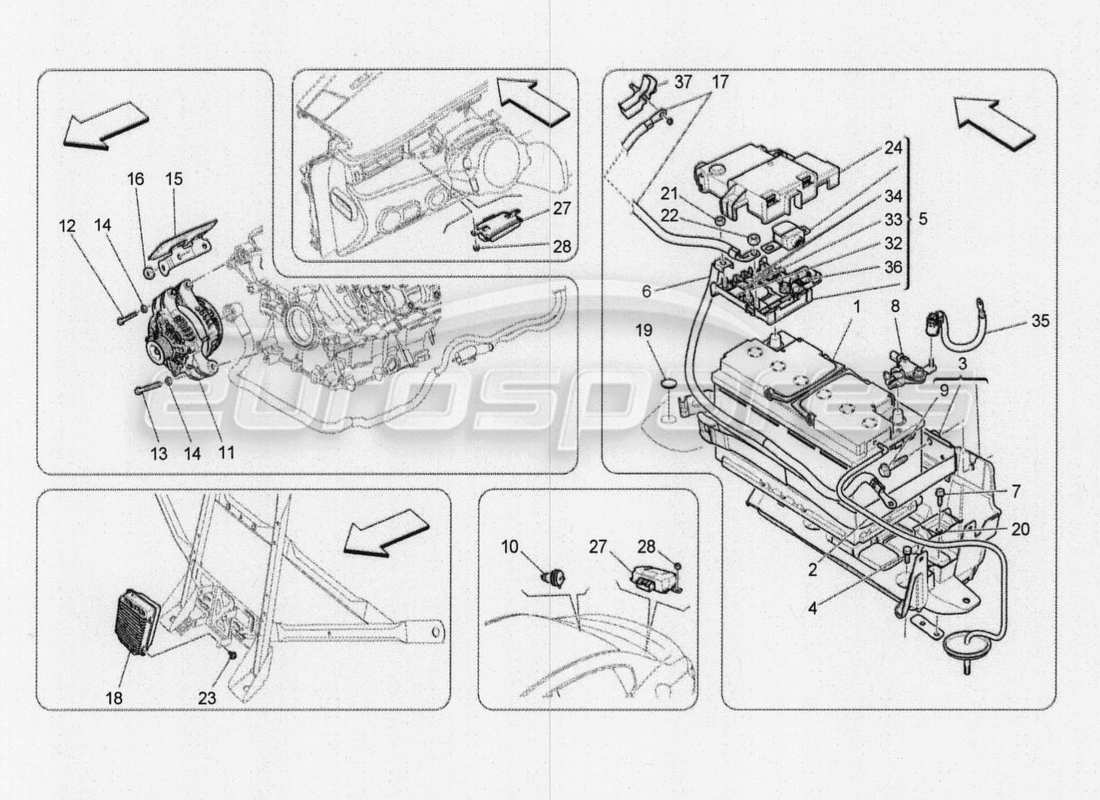 maserati qtp. v8 3.8 530bhp 2014 auto energy generation and accumulation part diagram