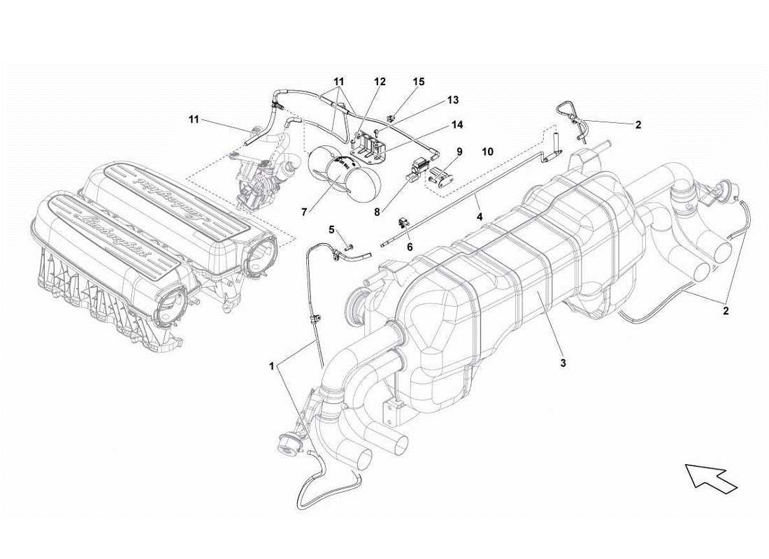 lamborghini gallardo lp560-4s update exhaust system parts diagram