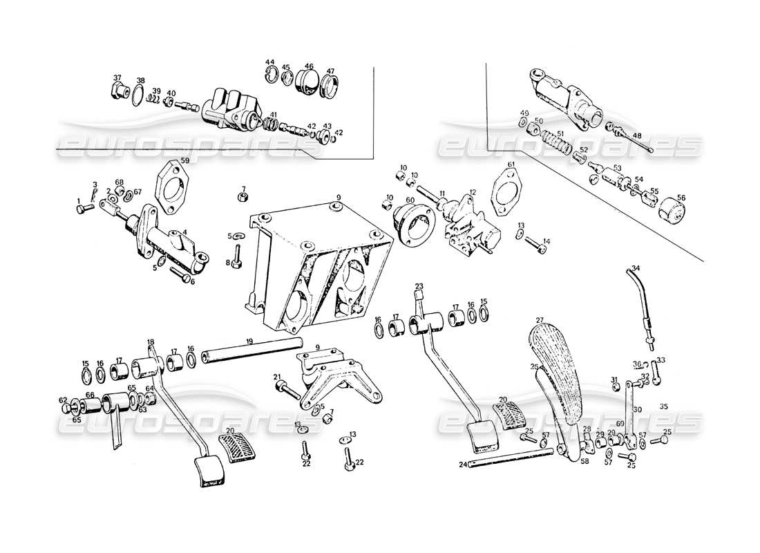 maserati khamsin pedals part diagram