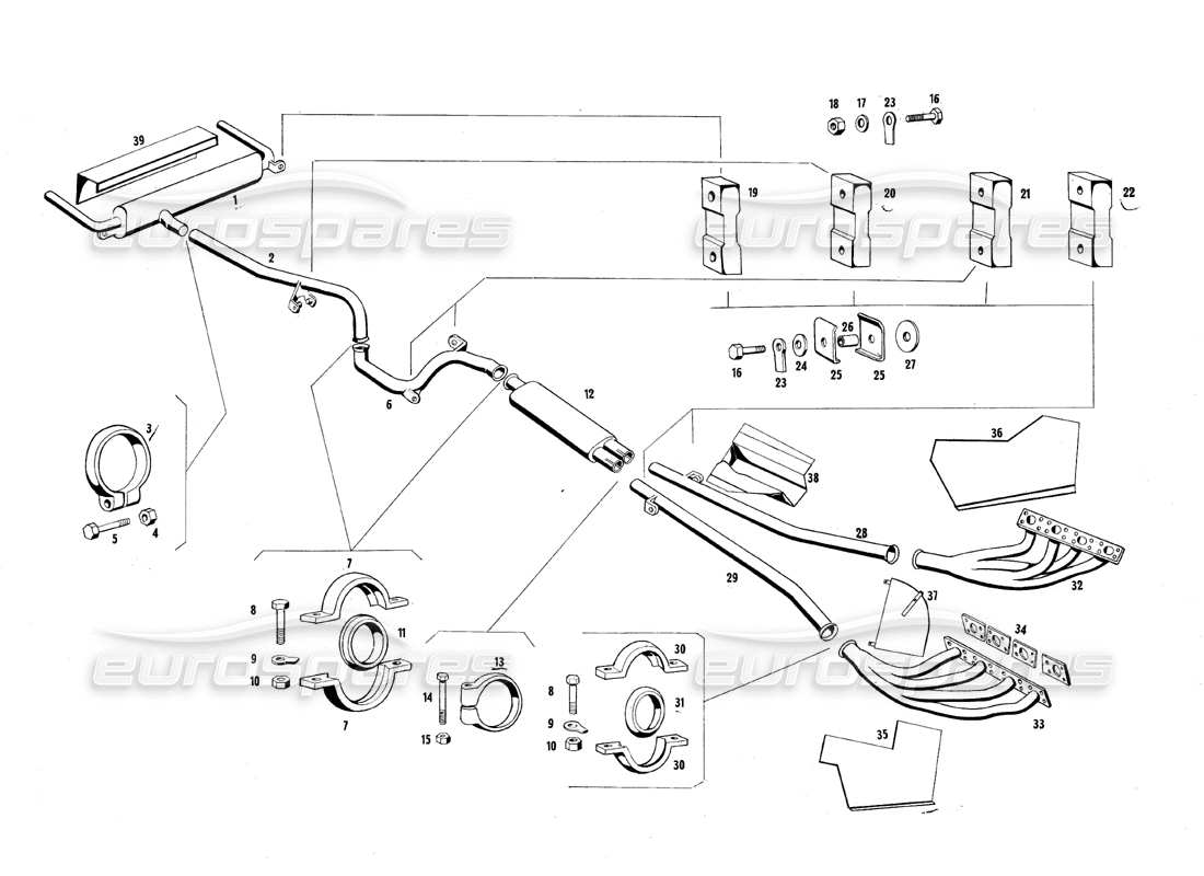 maserati mexico exhaust pipes part diagram