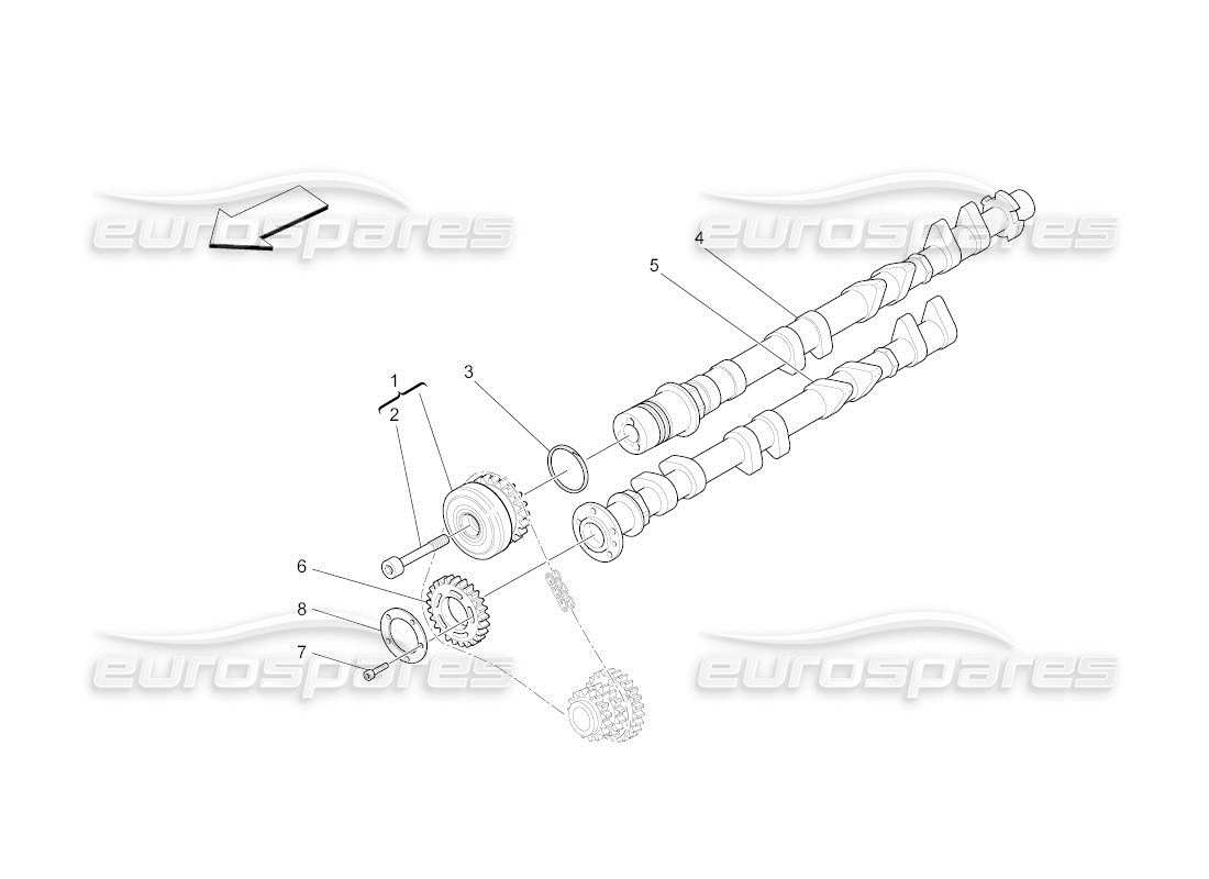 maserati qtp. (2011) 4.2 auto rh cylinder head camshafts parts diagram