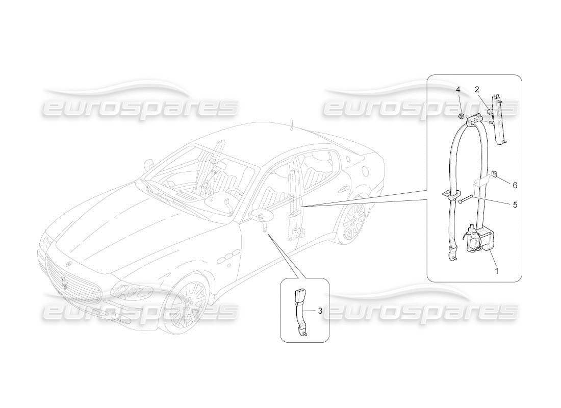 maserati qtp. (2011) 4.7 auto front seatbelts part diagram