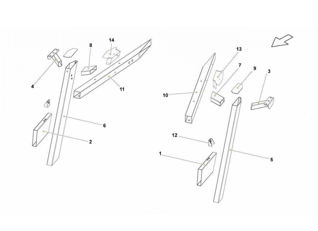 lamborghini gallardo lp560-4s update rear frame elements part diagram