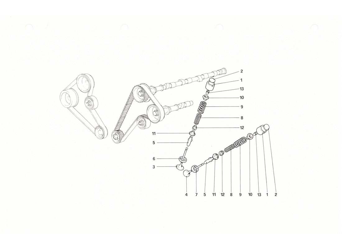 ferrari 208 gtb gts timing system - tappets part diagram