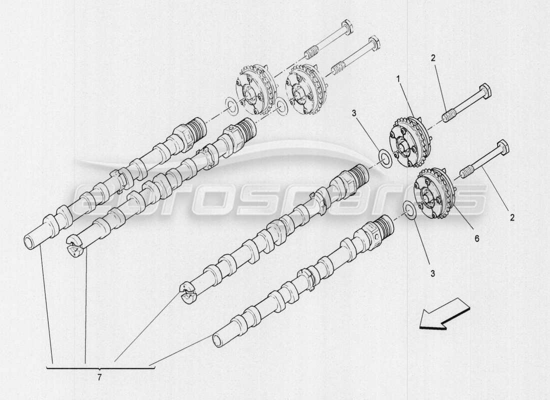 maserati qtp. v8 3.8 530bhp auto 2015 lh cylinder head camshafts parts diagram