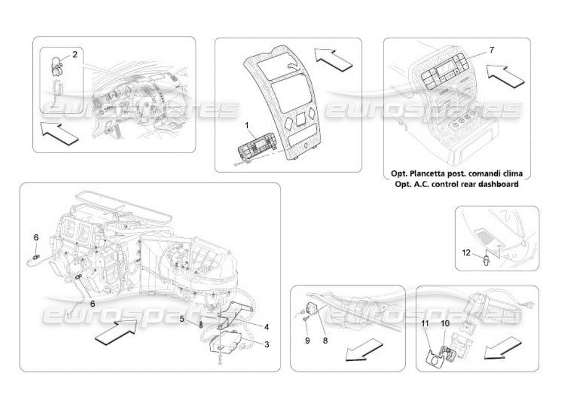 maserati qtp. (2005) 4.2 a c unit: electronic control parts diagram