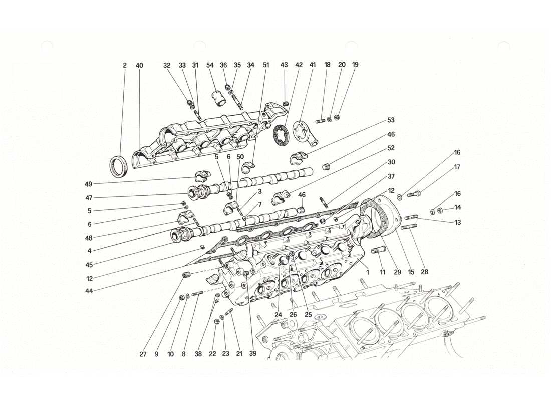 ferrari 208 gtb gts cylinder head (right) parts diagram