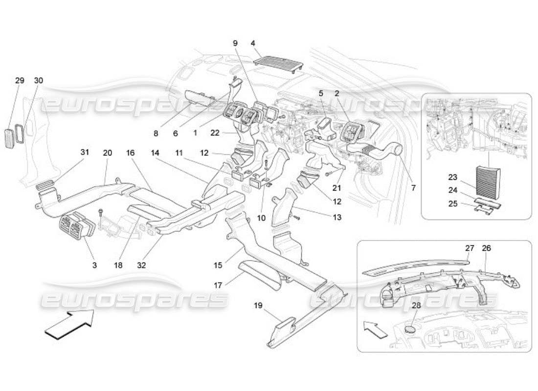 maserati qtp. (2005) 4.2 a c unit: diffusion parts diagram