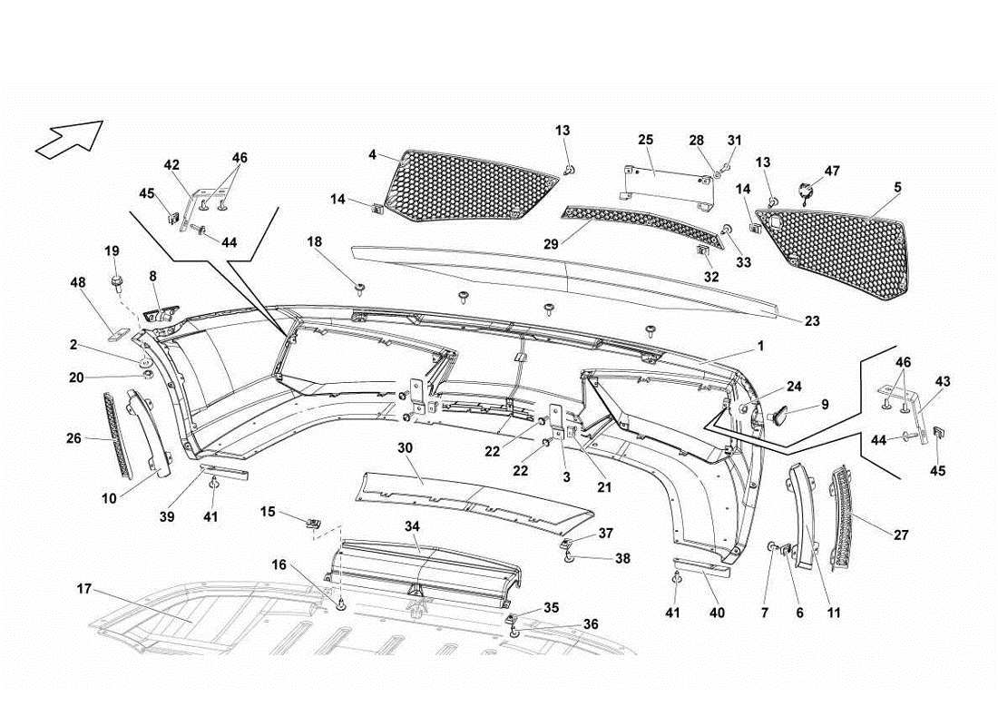 lamborghini gallardo lp560-4s update front bumpers part diagram