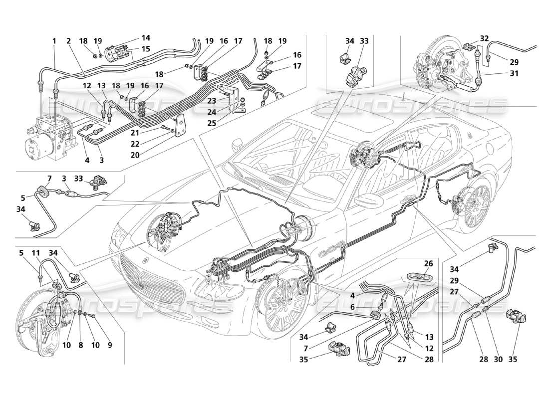 maserati qtp. (2003) 4.2 piping parts diagram