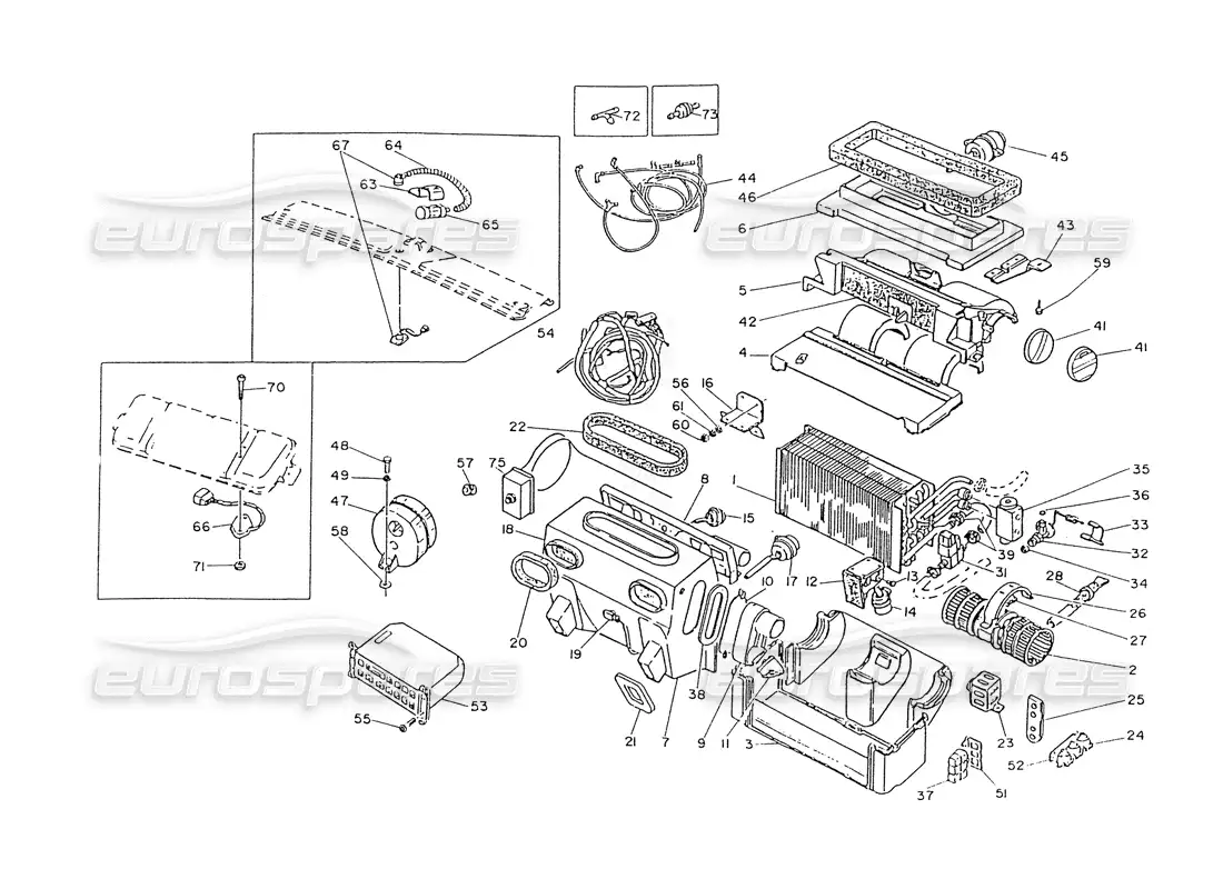 maserati ghibli 2.8 (non abs) air conditioner assy parts diagram