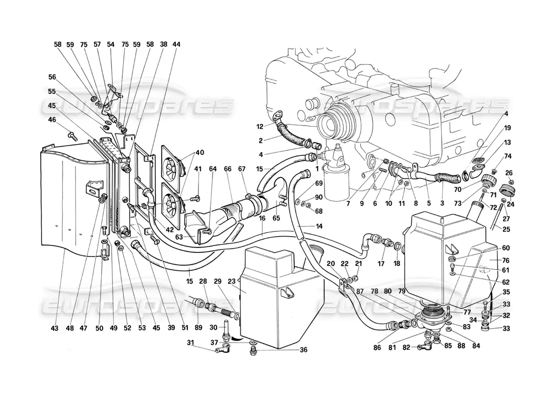 ferrari testarossa (1987) lubrication parts diagram
