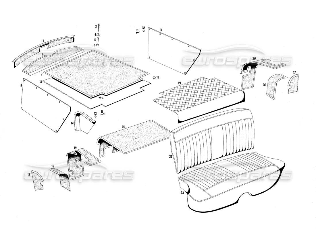 maserati qtp.v8 4.7 (s1 & s2) 1967 rear seats part diagram