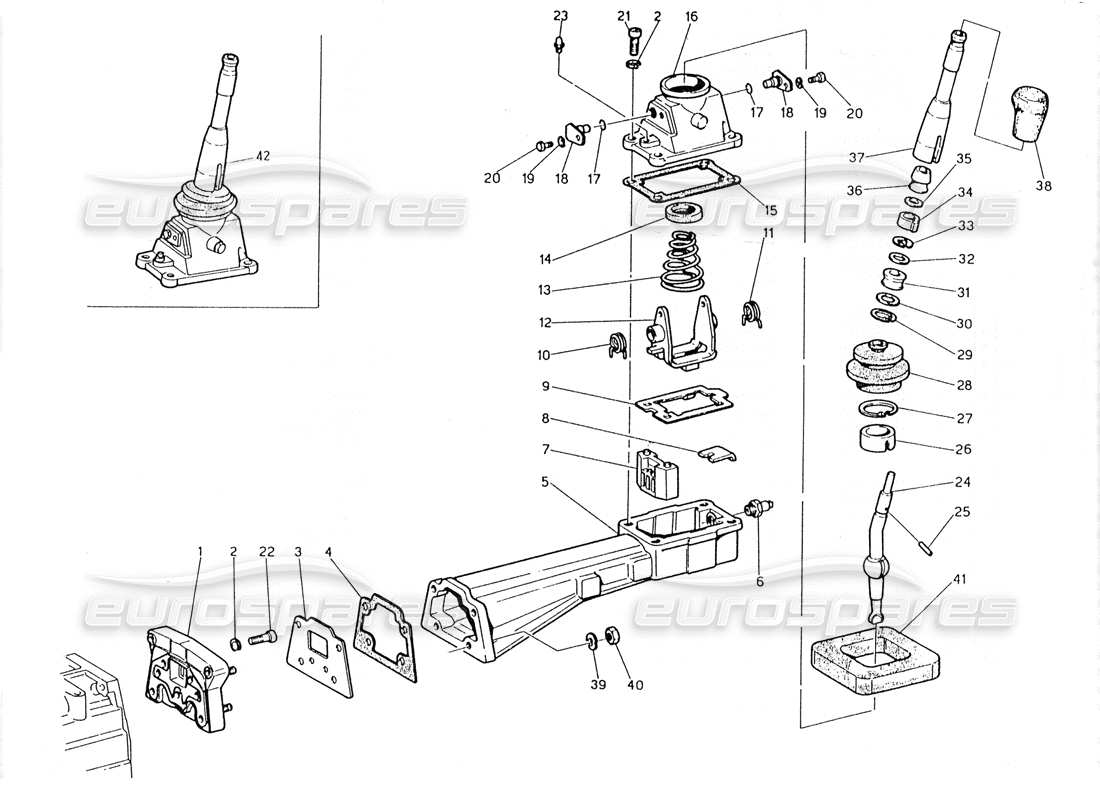 maserati 228 transmission - outside controls part diagram