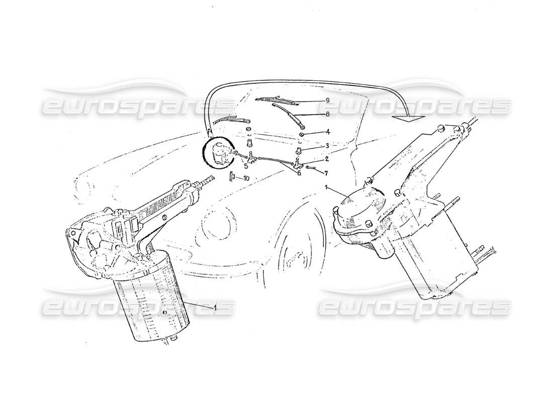 ferrari 275 (pininfarina coachwork) gruppo tergicristalli part diagram