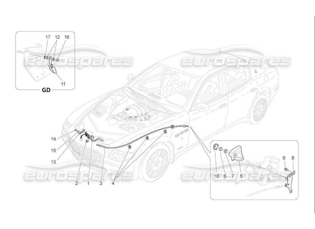 maserati qtp. (2010) 4.7 auto front lid opening button parts diagram