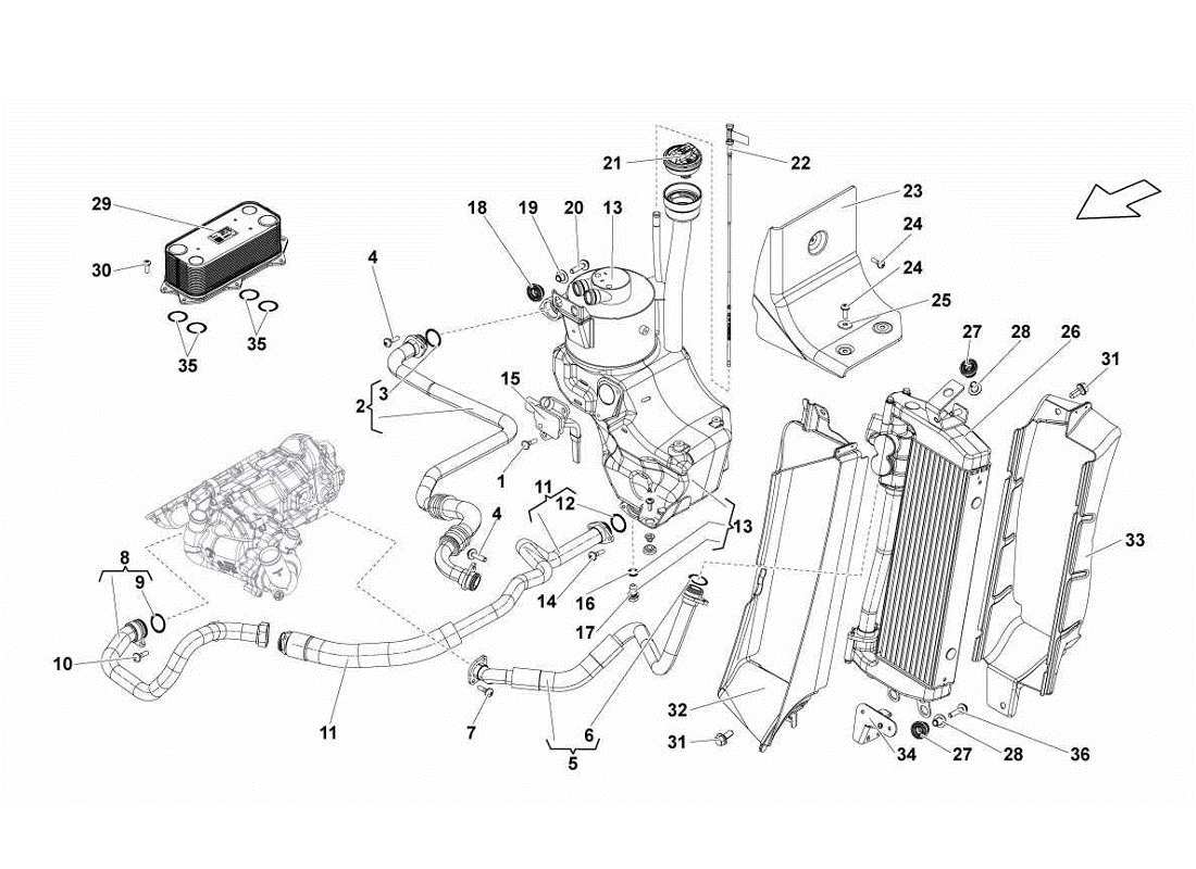 lamborghini gallardo lp570-4s perform oil system radiator parts diagram