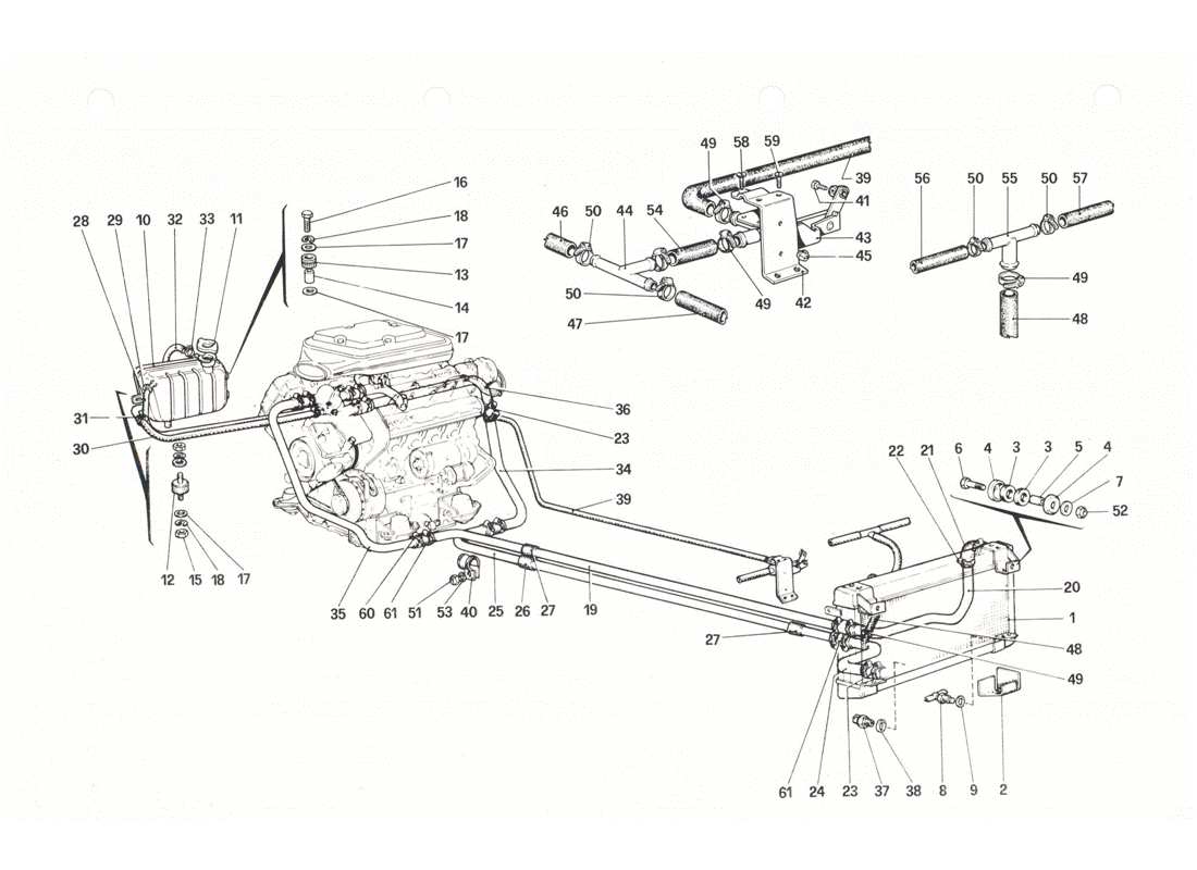 ferrari 208 gtb gts cooling system parts diagram