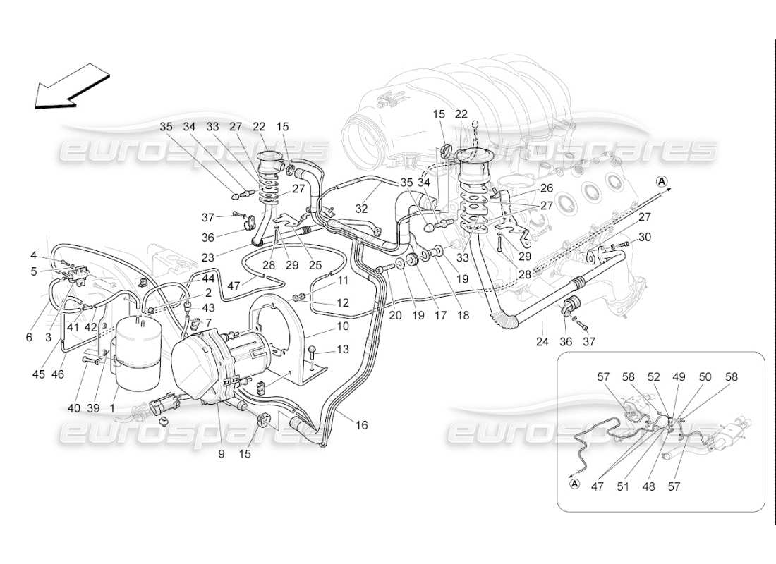 maserati qtp. (2009) 4.7 auto additional air system parts diagram