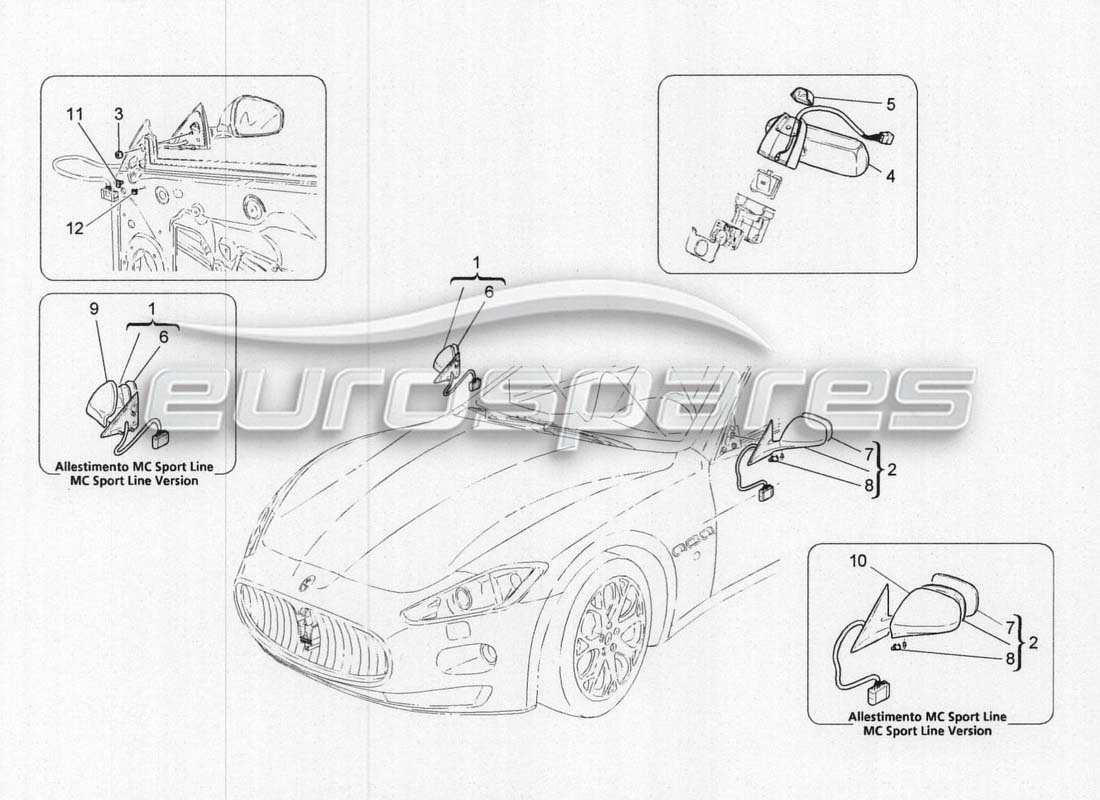 maserati grancabrio mc centenario interior and exterior mirrors part diagram