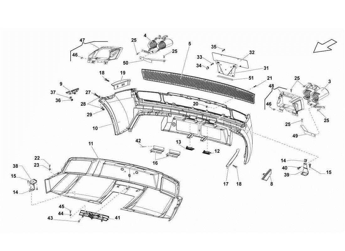 lamborghini gallardo lp560-4s update rear bumpers part diagram