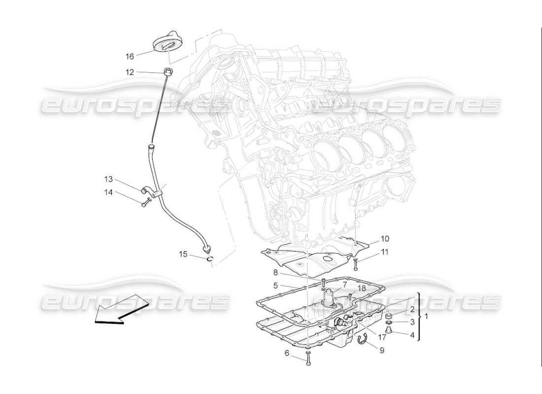 maserati qtp. (2009) 4.7 auto lubrication system: circuit and collection part diagram