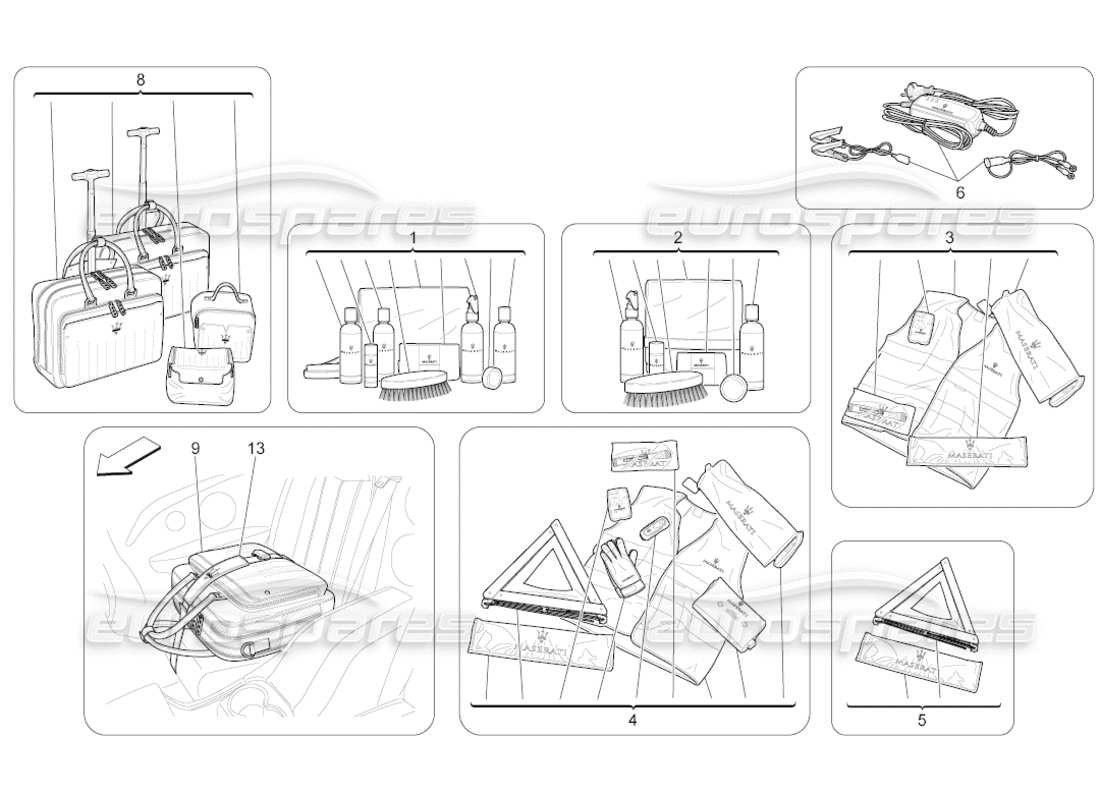 maserati grancabrio (2010) 4.7 after market accessories parts diagram