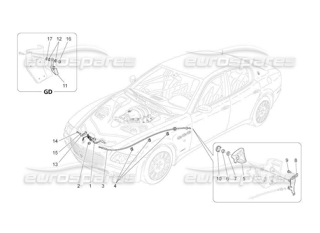 maserati qtp. (2010) 4.2 auto front lid opening button part diagram