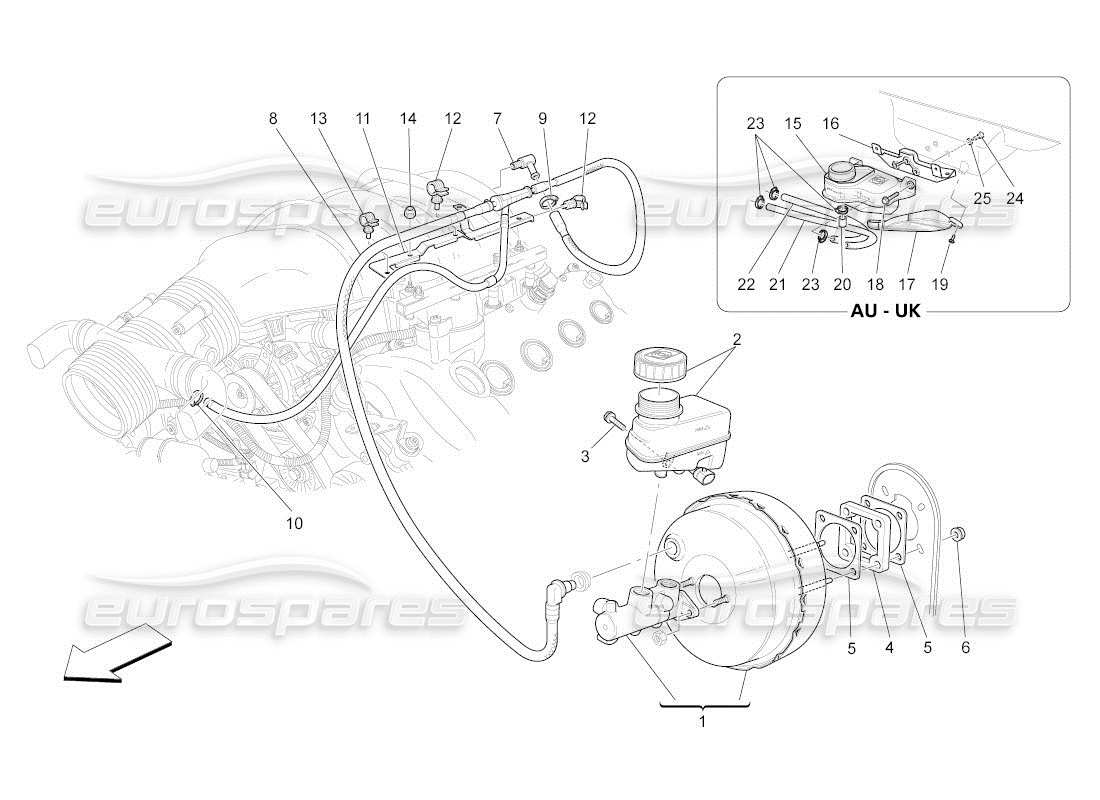 maserati qtp. (2010) 4.2 auto brake servo system part diagram