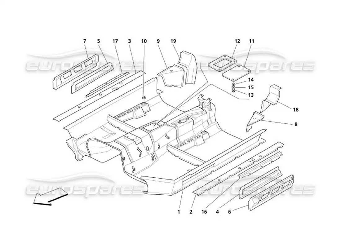 maserati 4200 spyder (2005) central structure parts diagram